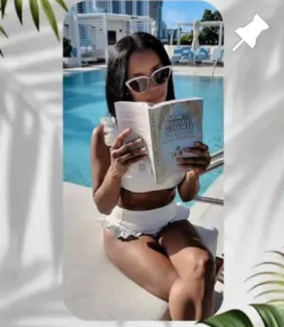 AUTHOR reading Name It. Believe It. Author It. poolside in Miami