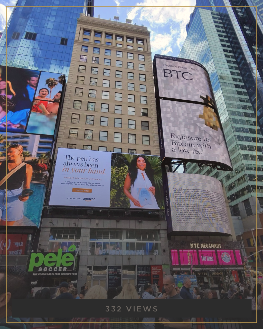 Name It. Believe It. Author It. campaign displayed in Times Square